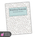 Planner with dog pattern and 'Breeding Business' text on a white background
