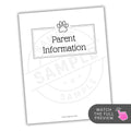 Dog Breeding Parent Info Printable PDF Template Bundle