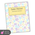 Easter planner with colorful egg pattern on a white background