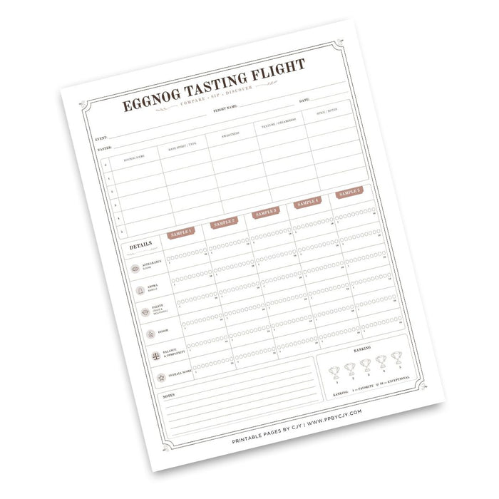 Eggnog Tasting Scorecard