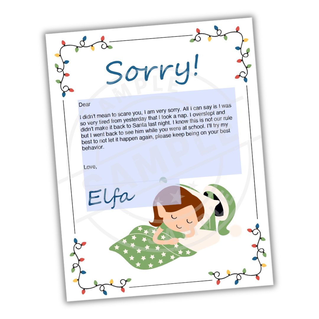 Children's apology letter with a cartoon character and decorative border on a white background