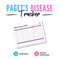 Paget's Disease Tracker Printable Bone Condition Symptom Log symptom tracker page
