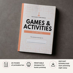 Games and Activities Planner printable family fun bundle with travel games scavenger hunts puzzles and kids activities
