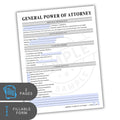 General Power of Attorney form on a white background