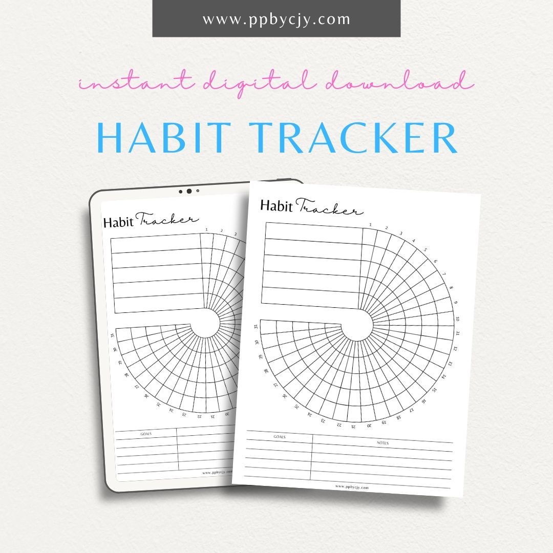 Habit Tracker Printable PDF Template for tracking daily habits and progress
