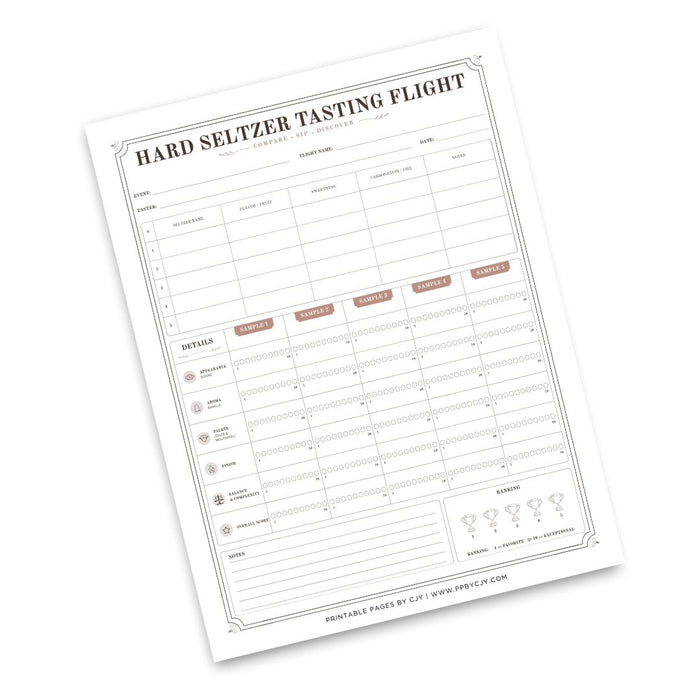 Hard Seltzer Tasting Scorecard