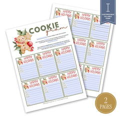Holiday Cookie Gram Printable Fun Gift Note printable tag design