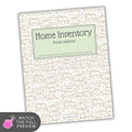 Home inventory book with house pattern on a white background