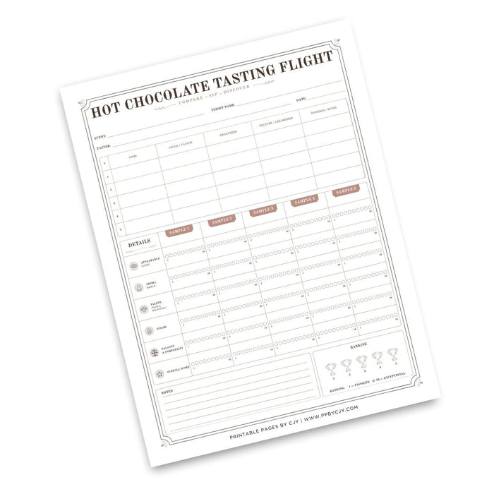 Hot Chocolate Tasting Scorecard