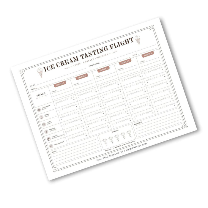 Ice Cream Tasting Scorecard