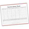 Interstitial Cystitis Tracker sheet with columns for date, urgency, pain level, frequency, trigger, and treatment.