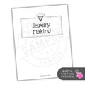 Sheet of paper with 'Jewelry Making' text and a diamond icon on a white background.