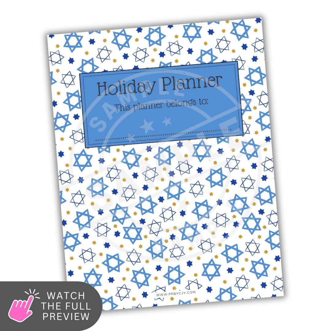 Holiday planner with blue star pattern on a white background