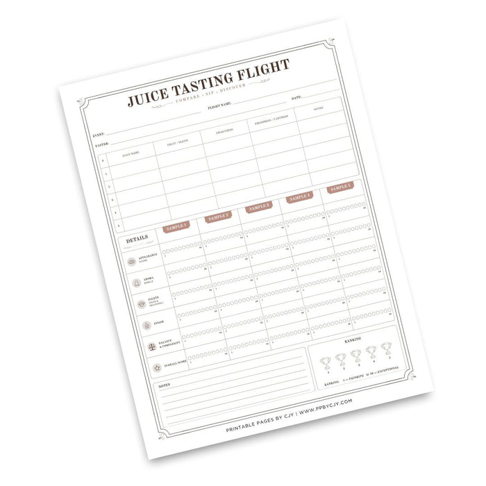 Juice Tasting Scorecard