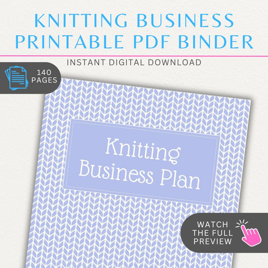 Knitting Business Planner Printable Template – Digital download for organizing business strategy, product development, marketing, and sales for knitting entrepreneurs