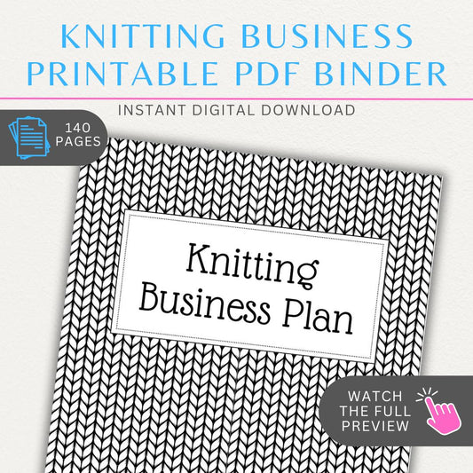 Knitting Business Planner Printable Template – Digital download for organizing business strategy, product development, marketing, and sales for knitting entrepreneurs
