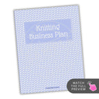 Knitting Business Plan document with blue patterned cover on a white background