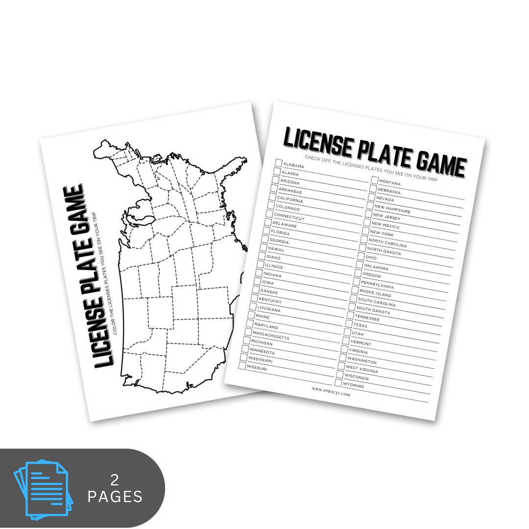 License Plate Game - Road Trip Fun Activity