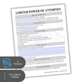 Limited Power of Attorney form with fillable text on a white background