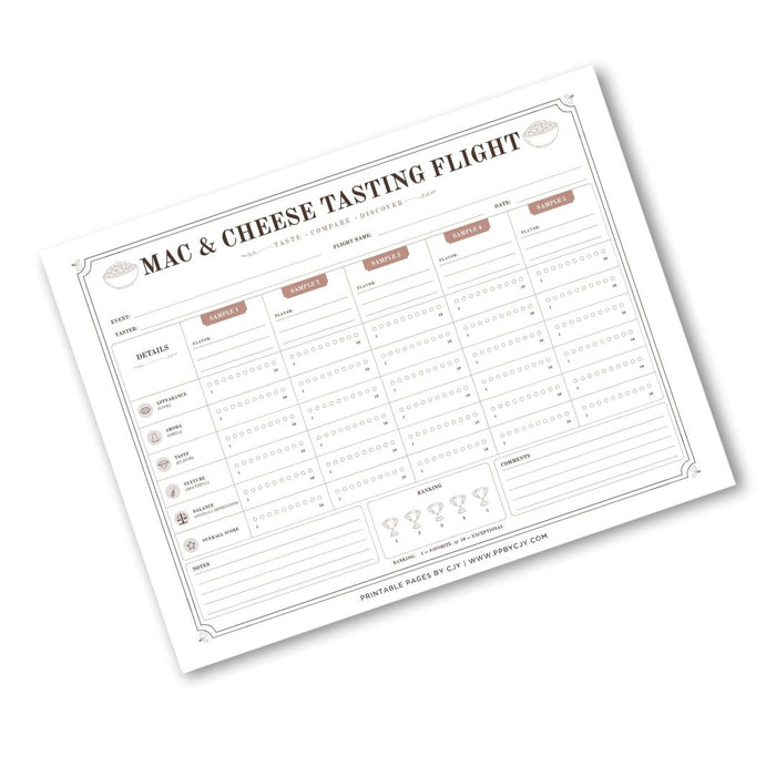 Mac & Cheese Tasting Scorecard