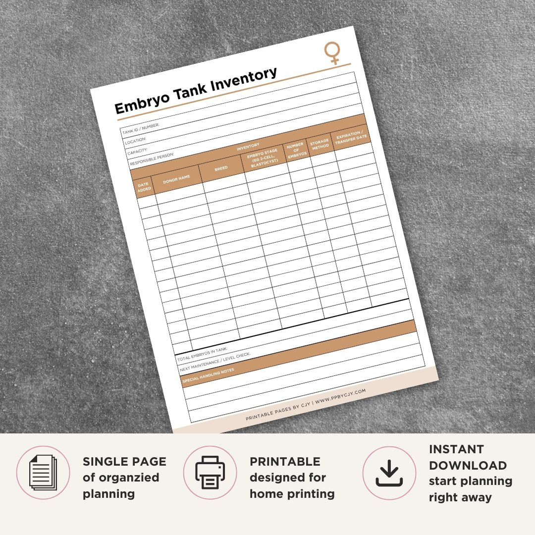 Embryo Tank Inventory Livestock & Farm Tracker inventory log page