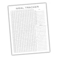 Meal tracker sheet with grid and text on a white background