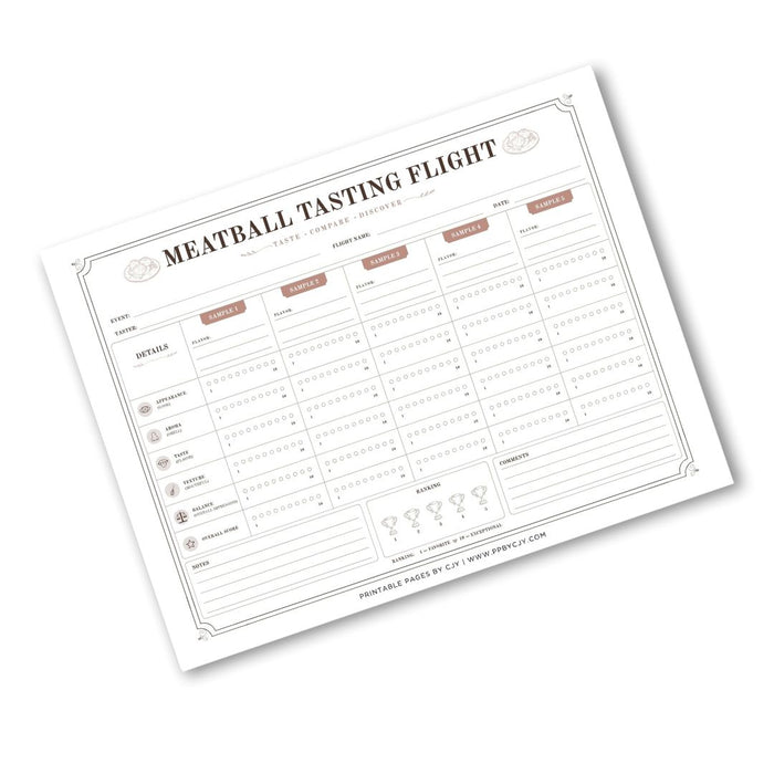 Meatball Tasting Scorecard