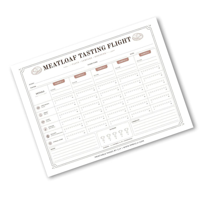 Meatloaf Tasting Scorecard