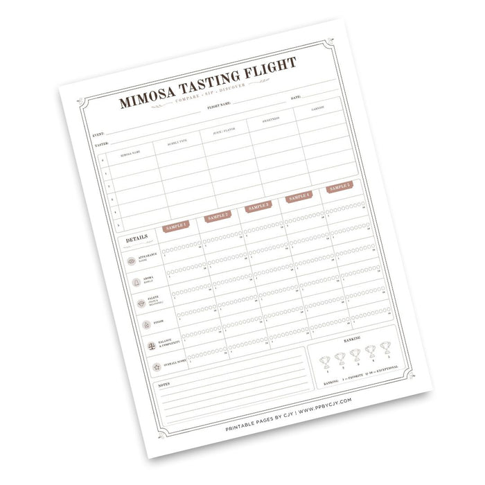 Mimosa Tasting Scorecard