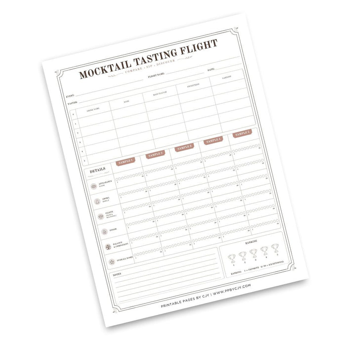 Mocktail Tasting Scorecard