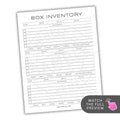 Moving Box Inventory Printable PDF Template Bundle