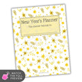 New Year's Planner with yellow star pattern on white background