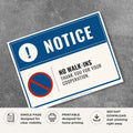 Printable No Walk-Ins sign featuring a professional blue design, prohibited access symbol, and courteous appointment policy message for medical offices, salons, and appointment-based businesses.

