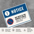 Printable Not Open to the General Public sign featuring a professional blue design, prohibited access symbol, and courteous access restriction message for offices, warehouses, medical facilities, and commercial workplaces.