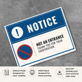 Printable Not an Entrance sign featuring a professional blue design, prohibited access symbol, and courteous directional message for retail stores, offices, warehouses, and commercial buildings.