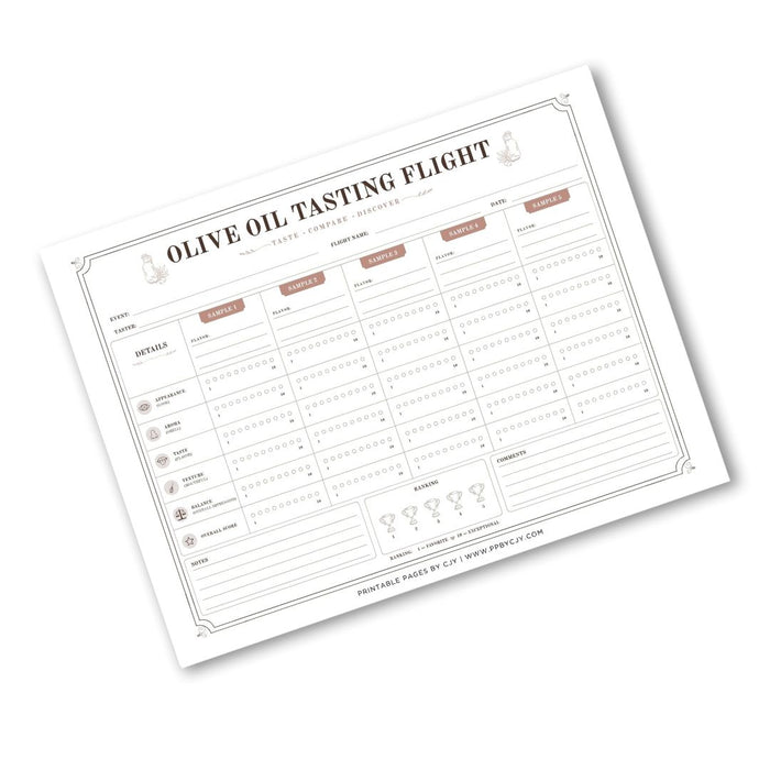Olive Oil Tasting Scorecard