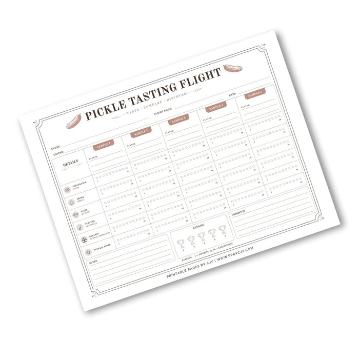 Pickle Tasting Scorecard