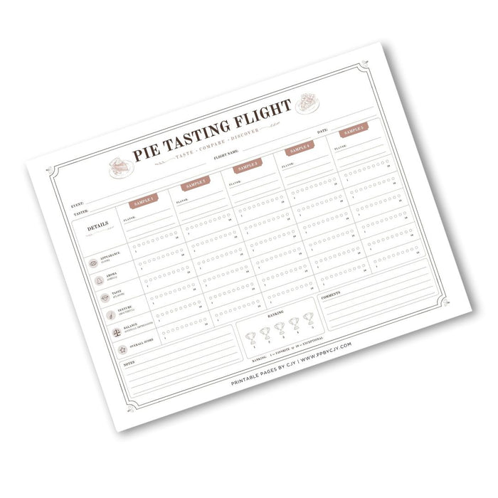 Pie Tasting Scorecard