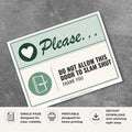 Printable Please Do Not Allow This Door to Slam Shut sign featuring a friendly green design, door icon, and courteous reminder message for offices, schools, retail stores, restaurants, and commercial businesses.