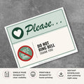 Printable Please Do Not Ring Bell sign featuring a friendly green design, no bell icon, and courteous reminder message for homes, offices, businesses, and delivery entrances.