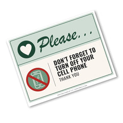 A rectangular printed sign with rounded corners on a white background. The sign has a pale green header with the word 'Please.