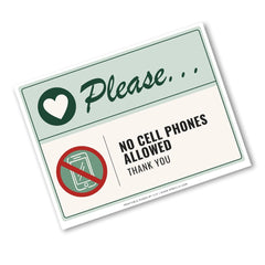 A rectangular printed sign with rounded corners on a white background. The sign has a pale green header with the word 'Please.