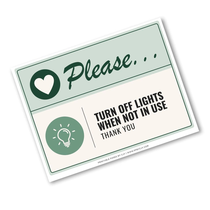 Turn Off Lights When Not in Use Sign