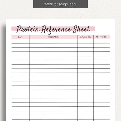 printable template page with columns and rows related to protein tracking