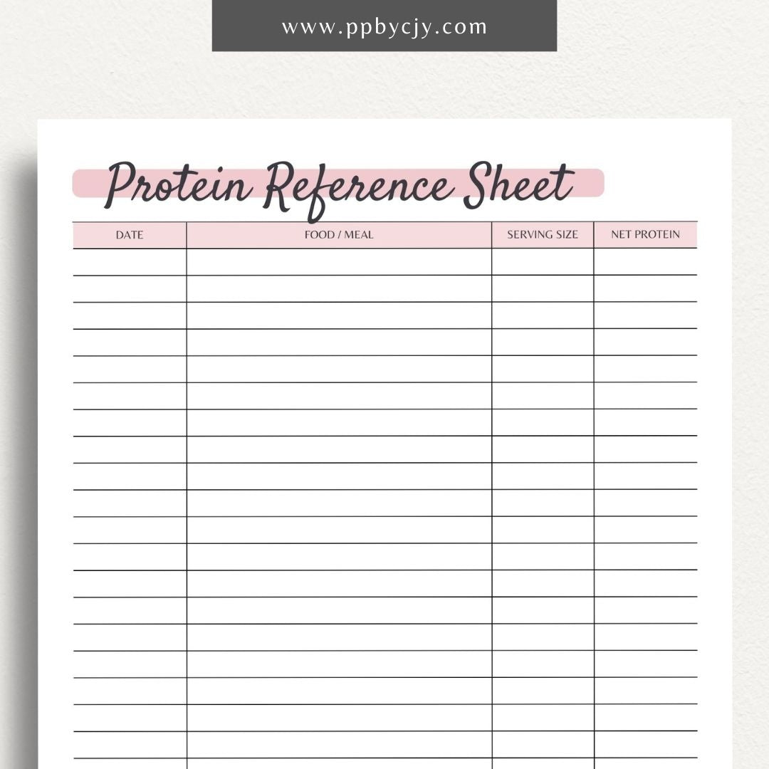 Protein Intake Tracker Printable PDF Template