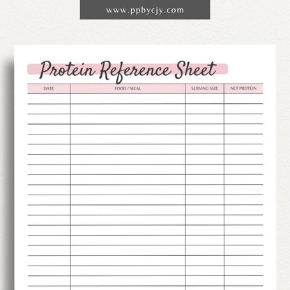 Protein Intake Tracker Printable PDF Template
