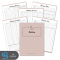 Rabbit breeding planner with various pages on a white background