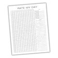 Sheet with 'Rate My Day' grid and star rating system on a white background