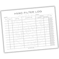 HVAC filter log sheet on a white background