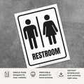 Printable Restroom sign featuring a clean professional design with bold lettering for offices, restaurants, retail stores, schools, hotels, medical offices, and commercial businesses.